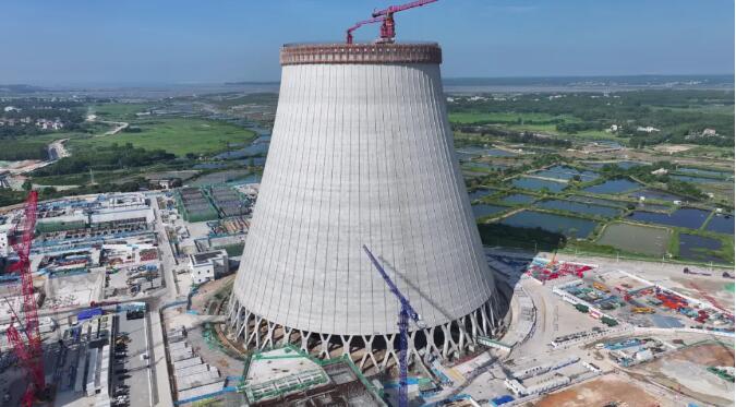 广东廉江核电项目1号机组冷却塔突破百节