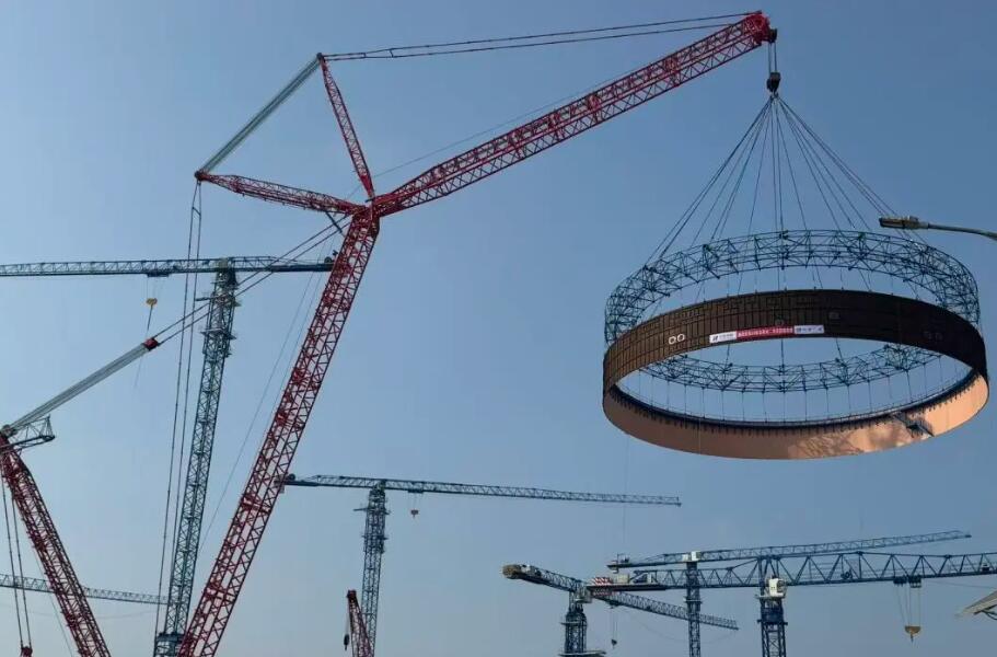 中建电力承建石岛湾核电项目2号核岛钢衬里模块二吊装完成