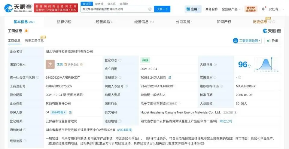 比亚迪入股华盛锂电旗下新能源材料公司