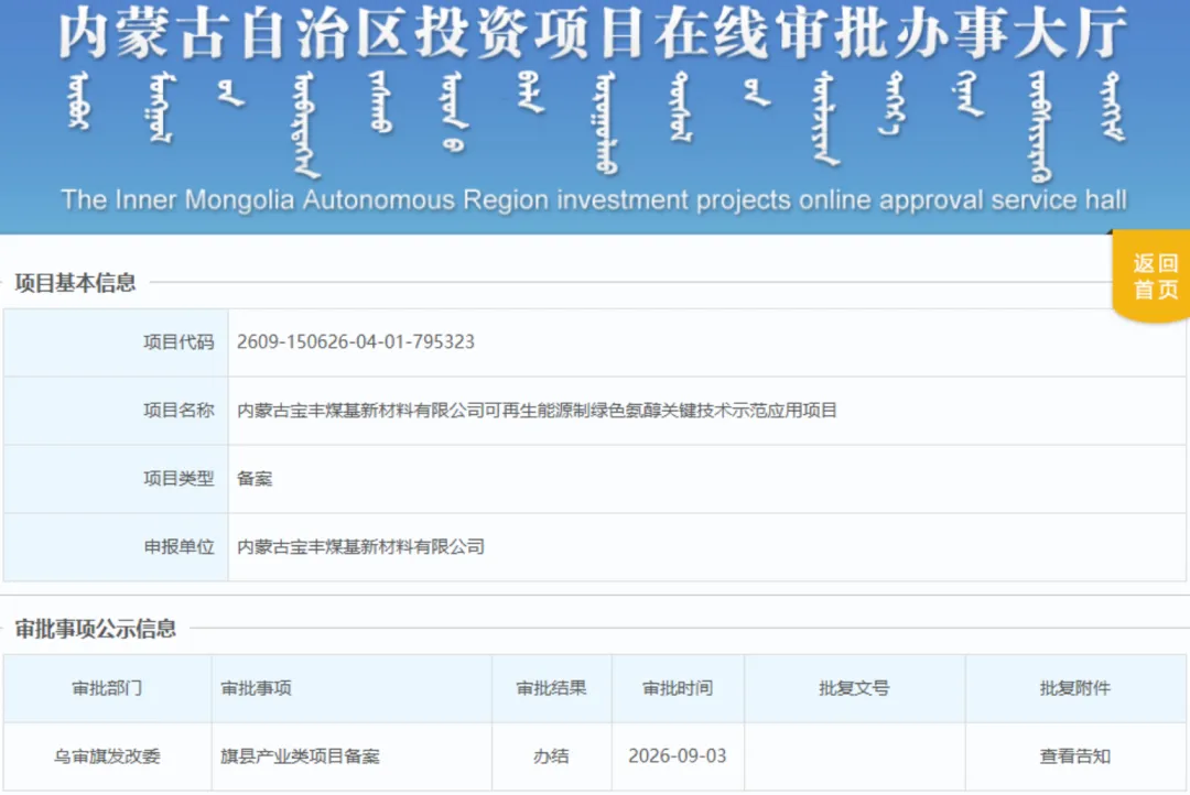 总投资5874.18万元！3000吨绿氨、1000吨绿醇项目获备案