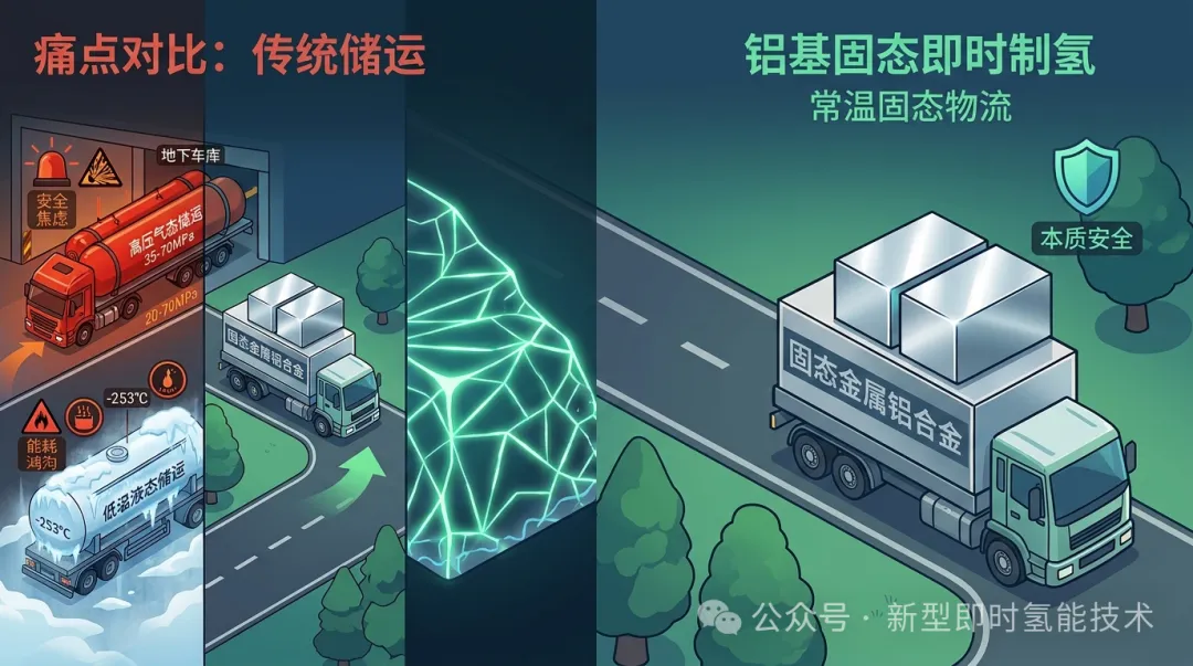 告别高压与低温：铝基固态水解“即时制氢”如何重塑储运安全边界？
