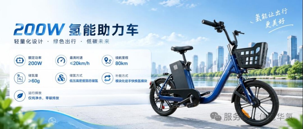 200W 氢能助力车 | 秒级换氢，80 公里续航，短途出行 “氢” 新风尚来了
