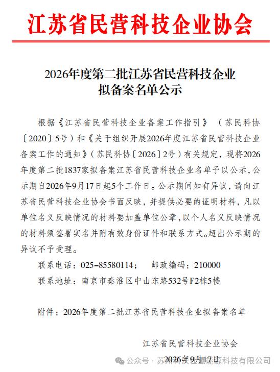 苏州科沃仕氢能源科技有限公司荣获“江苏省民营科技企业”称号！