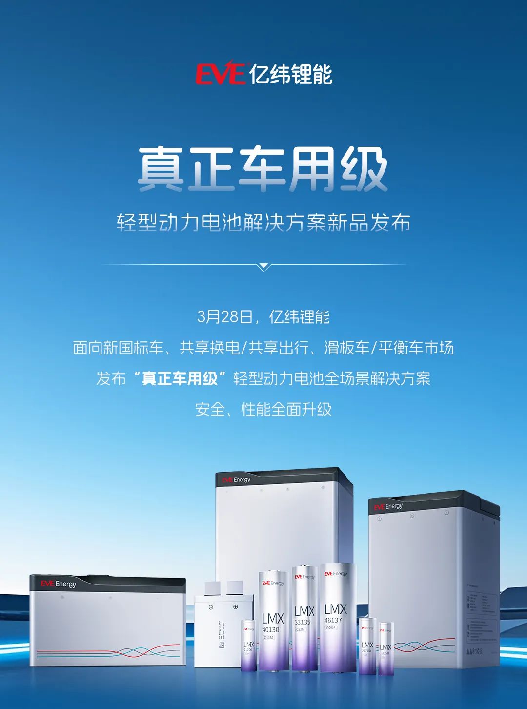 真正车用级！亿纬锂能轻型动力电池解决方案新品发布