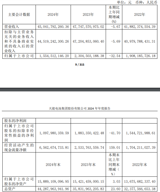 天能股份2024年营收450.42亿元！锂电业务收入4.93亿元