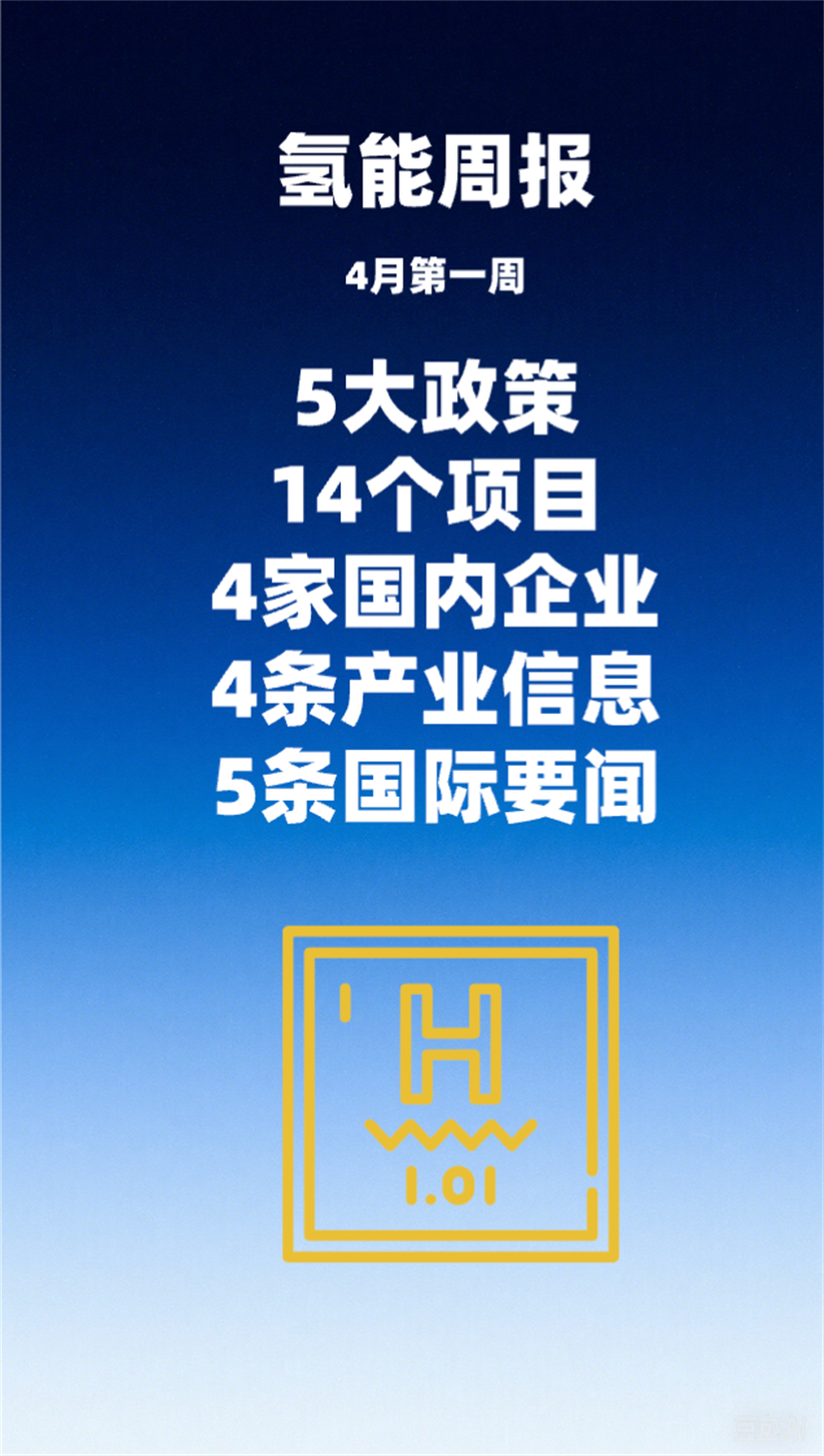 氢能「周事迹」：5条政策！14个氢能项目有新进展！一周氢能大事！