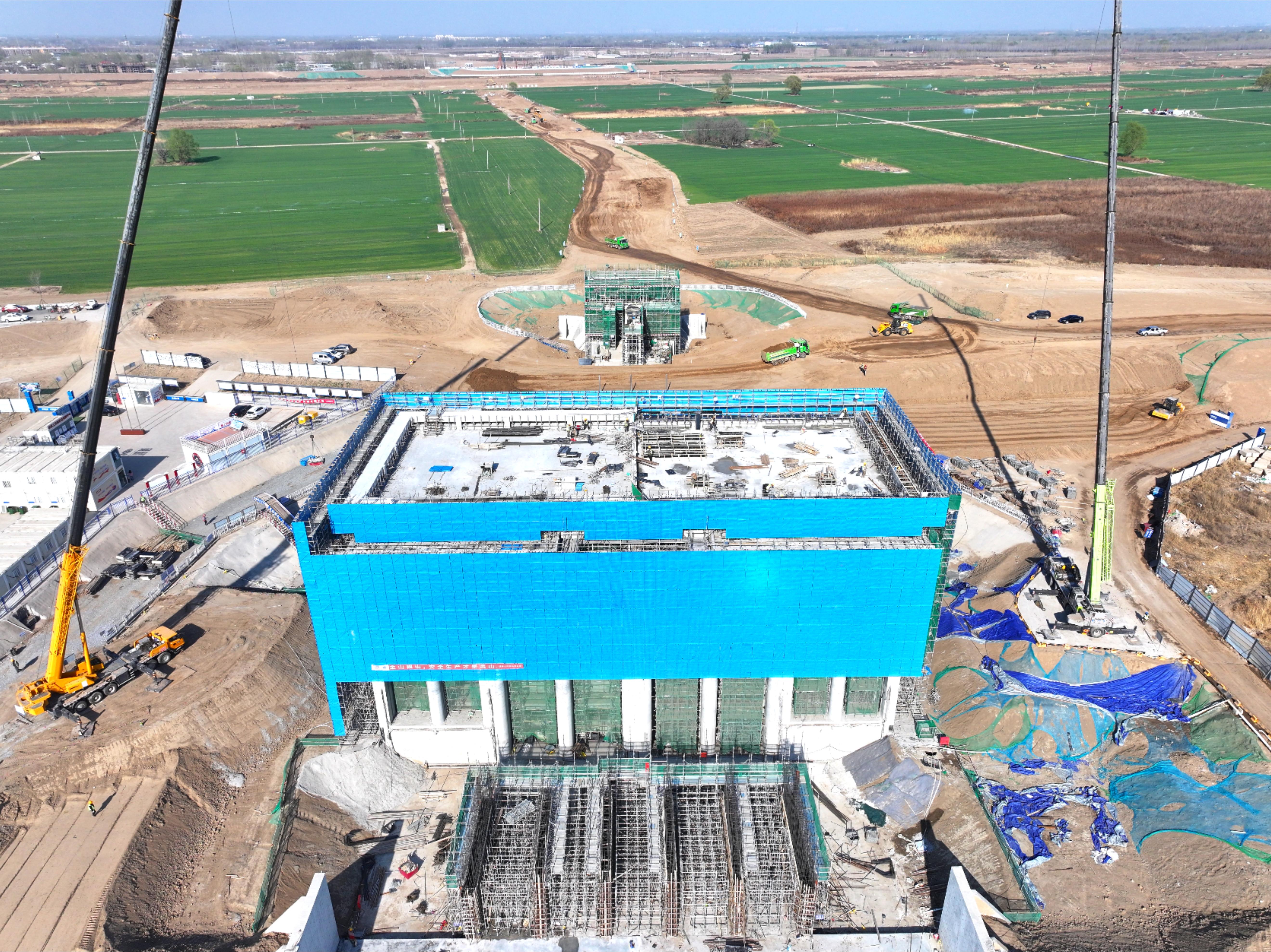 雄安北排泵站项目主体泵房顺利封顶