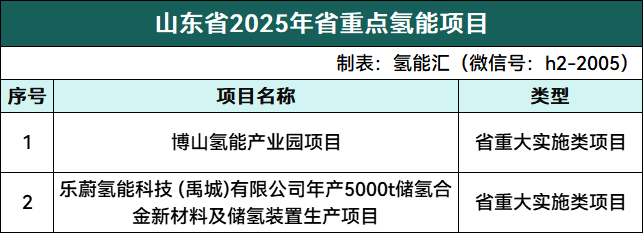 山东省2025年重大氢能项目名单公布