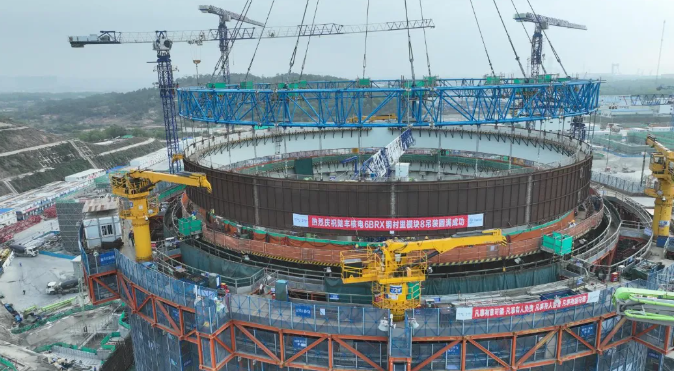 中广核“华龙一号”堆型首个钢衬里筒体全模块化顺利实施