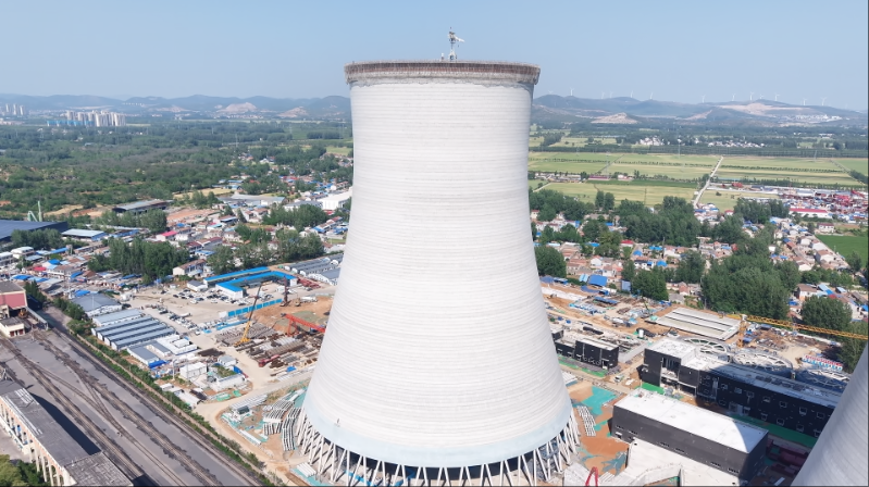 淮北聚能2×660兆瓦超超临界机组工程1号冷却塔到顶