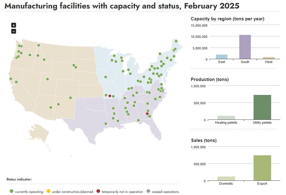 EIA：2月份致密生物质燃料销量为88万吨