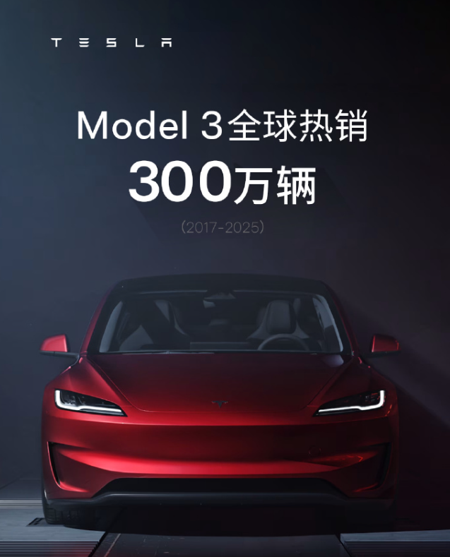 特斯拉Model 3全球销量超300万辆