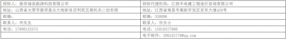 招标 | 山西娄烦新型电网侧共享储能100MW/200MWH（一期）EPC总承包招标