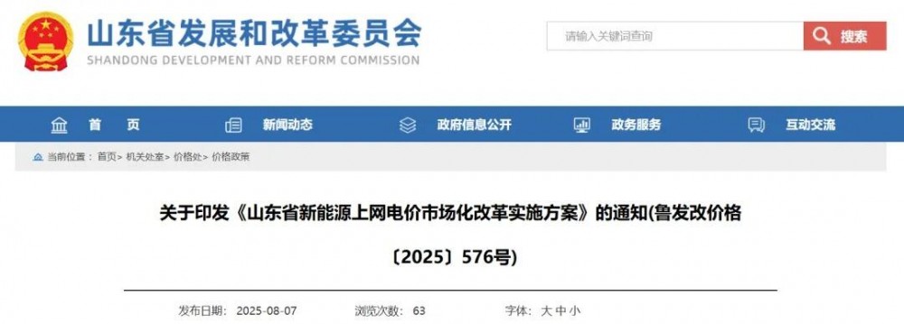 《山东省新能源上网电价市场化改革实施方案》发布