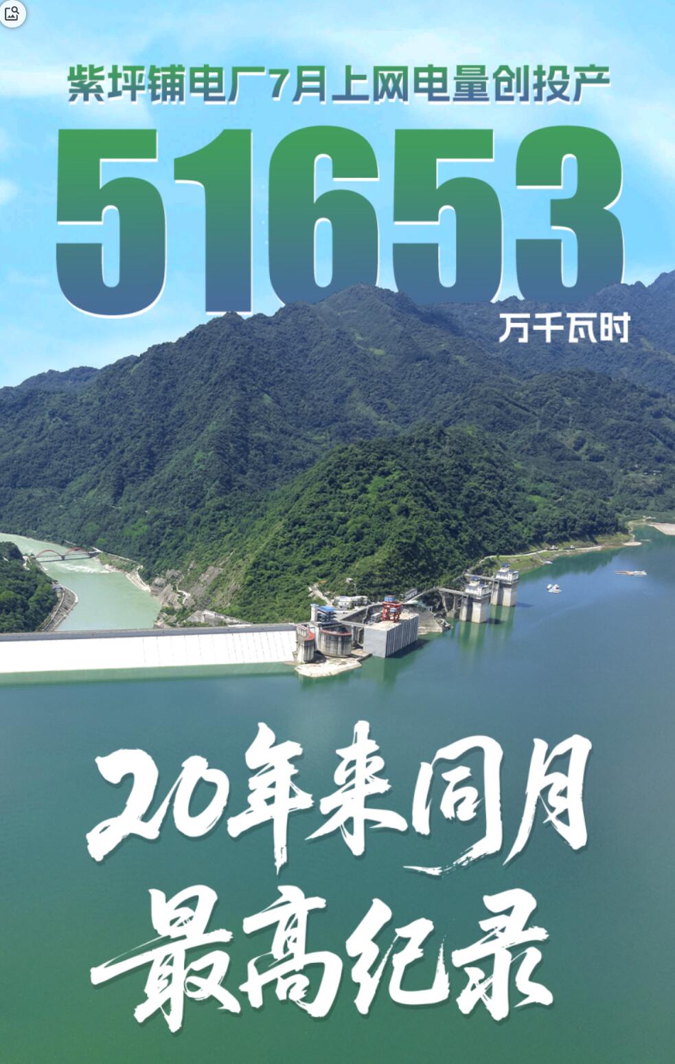 51653万千瓦时！紫坪铺电厂7月电量刷新投产20年同期峰值
