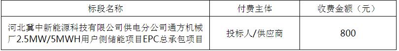 招标 | 河北2.5MW/5MWH用户侧储能项目EPC招标