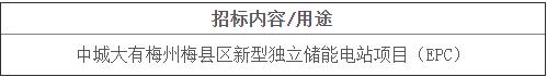 招标 | 1.272元/Wh！中城大有广东梅州200MW/400MWh独立储能电站EPC招标