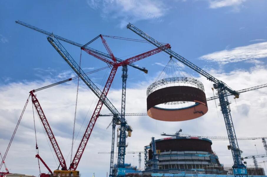 中建电力承建山东石岛湾核电站扩建一期工程1号核岛钢衬里筒体模块吊装全面收官