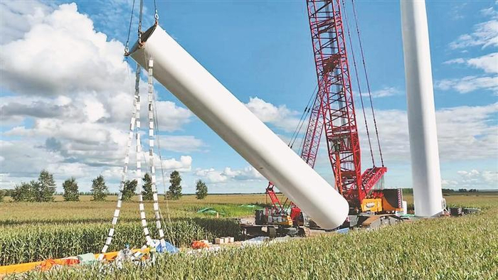 中国能建爱辉200MW一期风电项目风机开始吊装