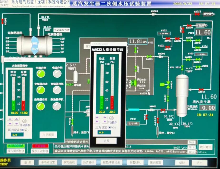三澳核电2号机组核岛安装工程蒸发器二次侧水压试验全部完成