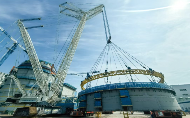 海阳核电二期4号机组屏蔽厂房整圈SC结构13-14层吊装工作顺利完成