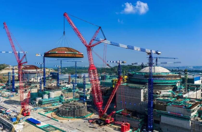 陆丰核电5号机组外安全壳穹顶整体模块吊装成功，创“华龙一号”施工新纪录