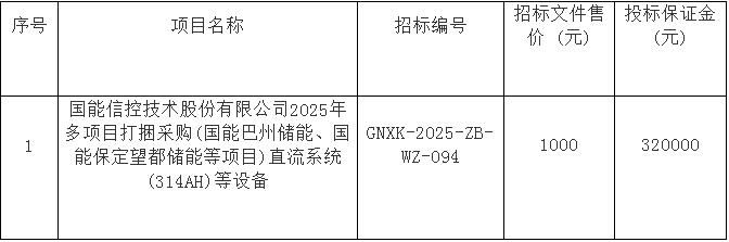 招标 | 超287MWh！国能信控打捆采购314Ah直流侧储能系统！