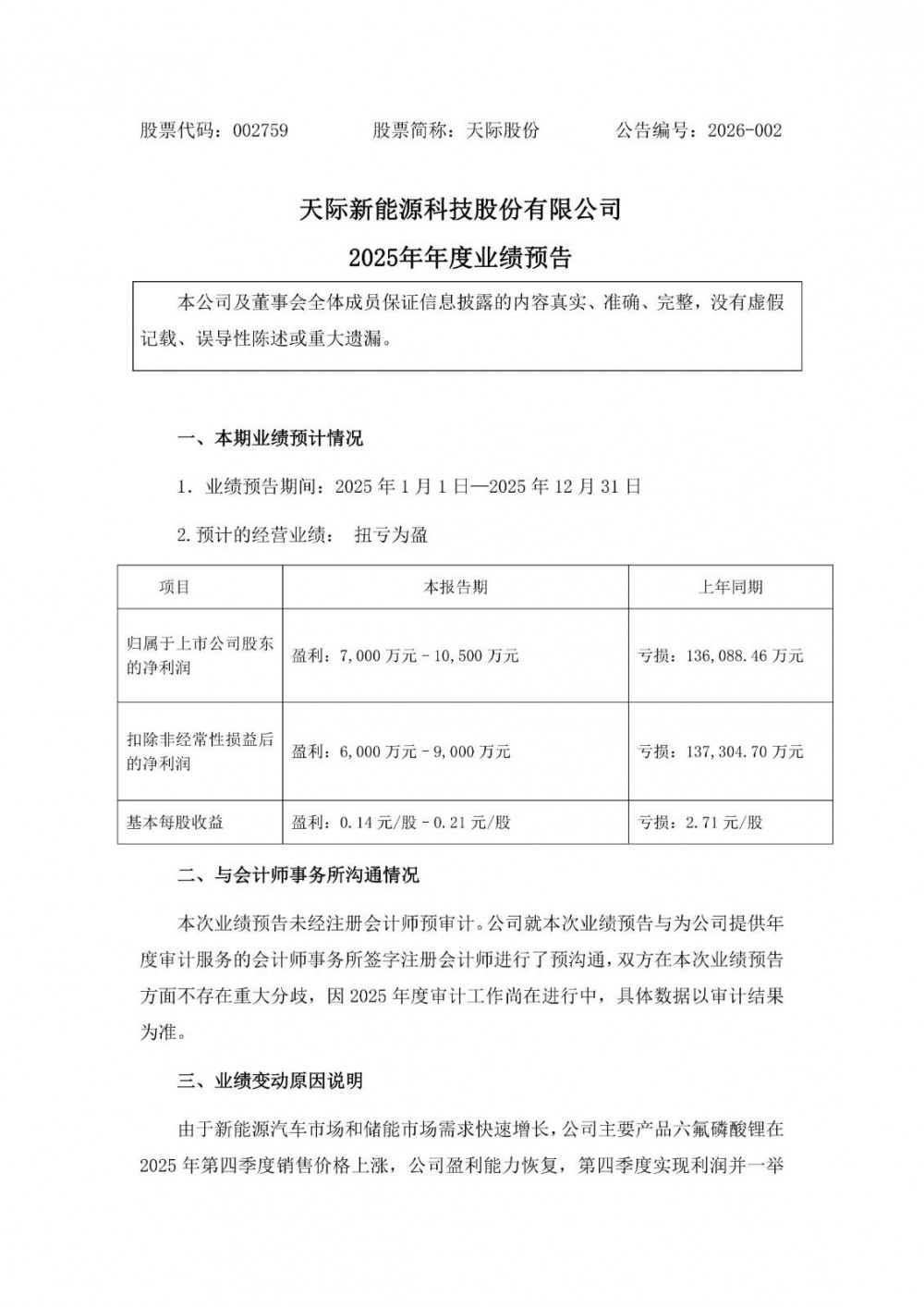 天际股份预计2025年净利润7000万元至1.05亿元