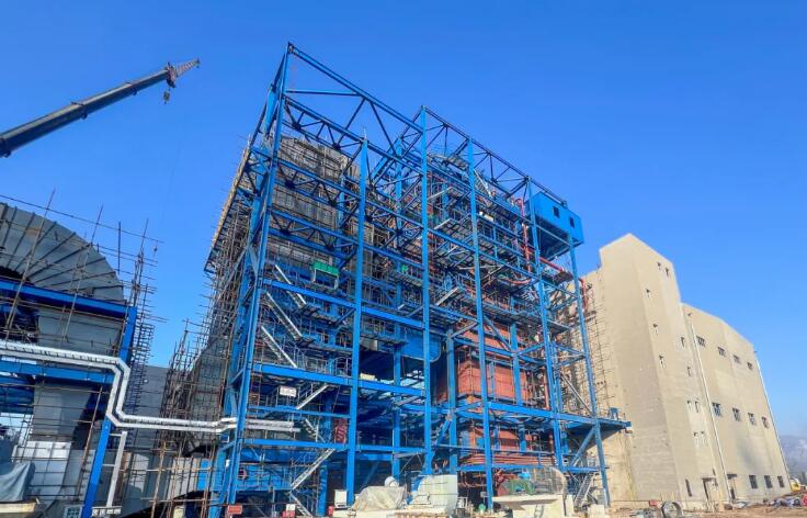 中国首台超高温亚临界炭黑尾气锅炉机组建设正酣