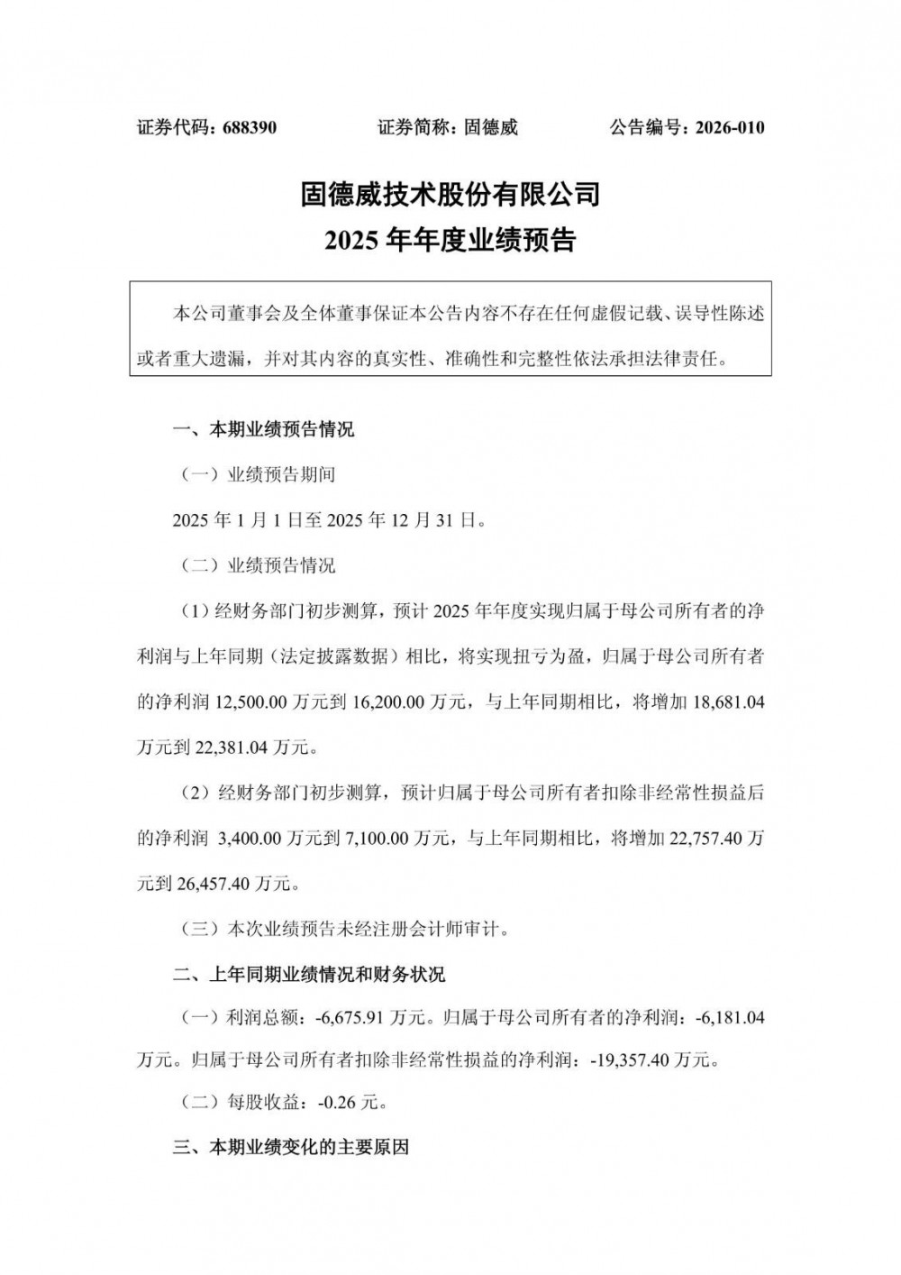 固德威预计2025年净利润1.25亿—1.62亿元，同比扭亏